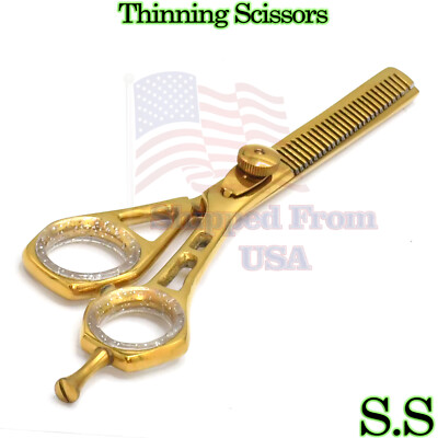 Full Gold Professional Barber Hair Thinning Scissor 6'' Single Edge BTS-438
