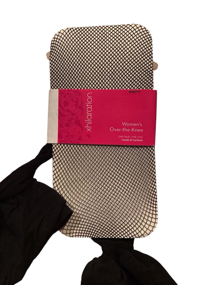 Medias de red hasta la rodilla para mujer talla única negras florales de nylon Xhilaration Foto 3 de 4