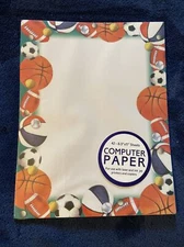 SPORTS THEMED COMPUTER PAPER 8.5x11 INCHES 42 PIECES OF PAPER VINTAGE 2001 NOS