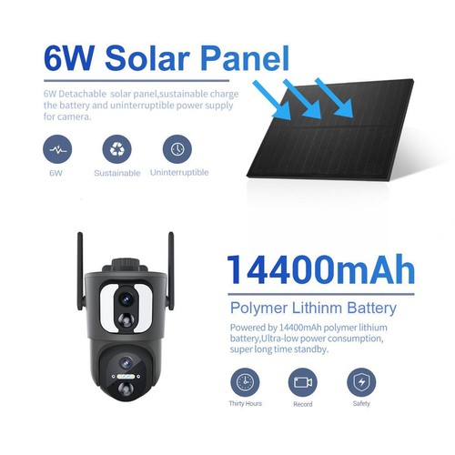 6W Solar Panel Battery 2MP WIFI Smart Light IP Camera Dual-Lens Security Camera - Picture 4 of 12