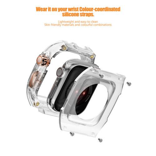 Custodia Trasparente Cinturino Silicone per Apple Watch Ultra e Ultra2 49mm 40/41/44/45mm - Foto 6 di 63