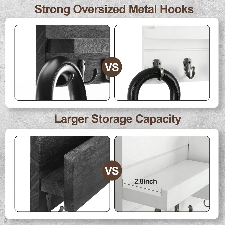 Mail Organizer for Wall Mount – Key Holder with Shelf Includes Letter Holder and - Image 3 of 4