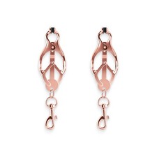 Bound Nipple Clamps Pinchers with Hooks for Weights Rose Gold BDSM