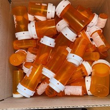 lot of 100 Empty Pill Bottles various sizes lids large small craft storage
