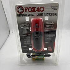 Fox 40 Electronic Whistle With Wrist Loop Lanyard And 9 Volt Battery Red New