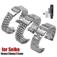 Solid Stainless Steel Watch Strap Seiko 5 SKX009 SKX007 Jubilee Oyster UK