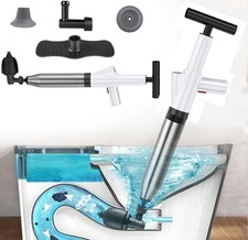 Image of Heavy Duty Drain Unblocker Kit with 4 Replaceable Heads - High Pressure Plunger