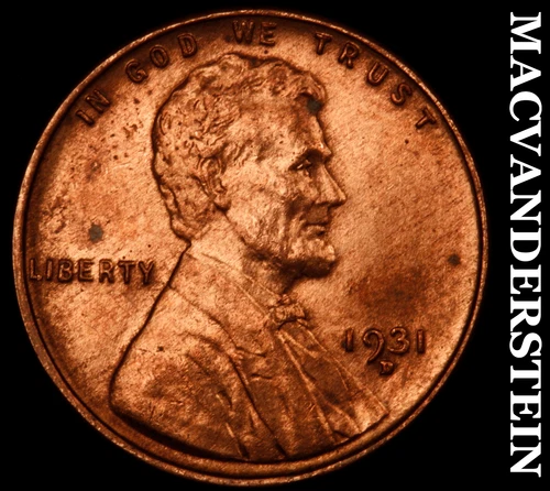 1931-D Lincoln Wheat Cent - Scarce  Red Uncirculated  Lustrous  Semi-key  #i7526