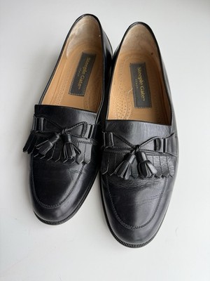 VTG Steeple Gate Men s 8.5 Black Leather Loafer Tassel Shoes Made In Italy