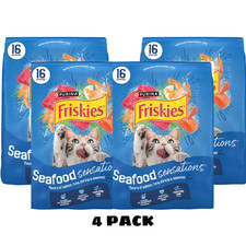 4 PACK Purina Friskies Adult Seafood Cat Food 16-lb 0.84 per pound