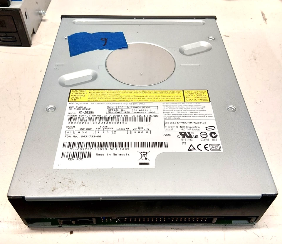 NEC Corporation DVD R/RW CD-RW Drive ND-3530A IDE 40-PIN ATA A3DND-3530A - Image 3 of 4