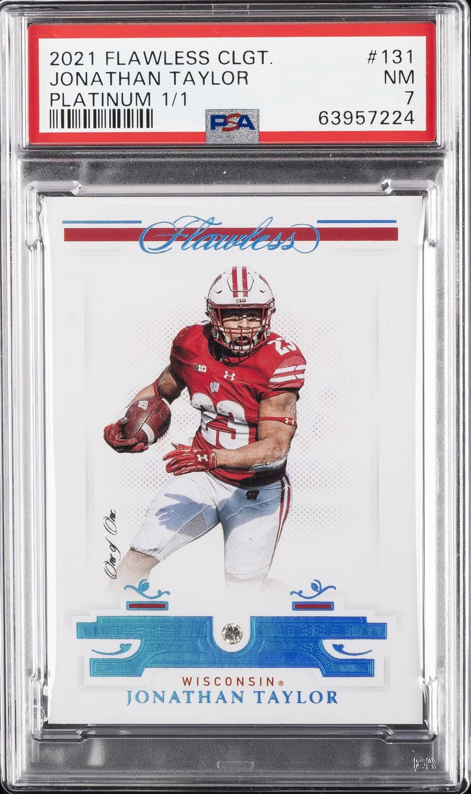 2021 PANINI FLAWLESS COLLEGIATE PLATINUM 1/1 #131 JONATHAN TAYLOR 1/1 PSA 7
