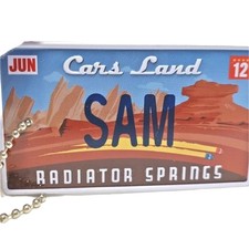 Disney Parks Cars Licenses Plate Keychain w Name SAM