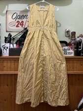 Urban Outfitters M Women's Maxi Dress Button Up NWOT Yellow And White Stripe