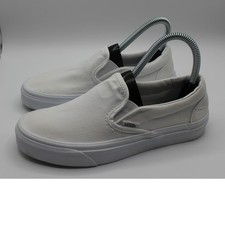 Vans Classic Slip-On White Canvas Sneakers VN000EYEBWW Mens 5 Womens 6.5