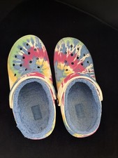 Crocs Unisex Multicolor Tie Dye Classic Fur Lined Clog Men Sz 5/Womens Sz 7