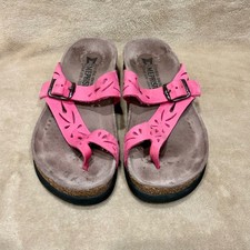 Mephisto Women's 38 / 8 Helen Pink Cork Footbed Leather Thong Sandal