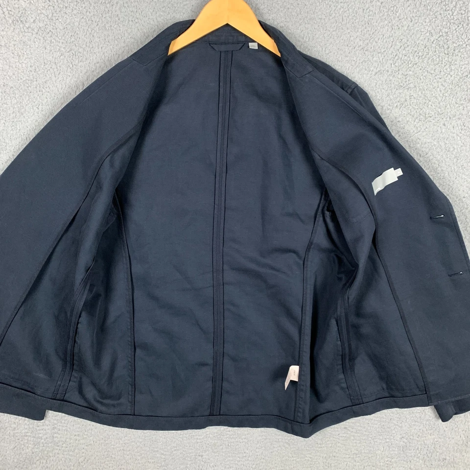 Vince Sport пальто куртка мужская XL темно-синий две пуговицы хлопок льняной неструктурированный блейзер - Изображение 4 из 4