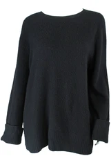 THE ROW Black Wool-Cashmere Blend Knit Pullover Sweater L