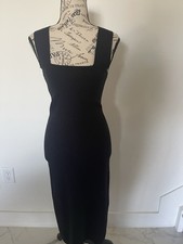 525 Black Sleeveless Square Neck Bodycon Midi Dress Size XS