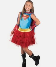 DC Supergirl Tutu Dress with Cape Child Costume Girls Size Large 10 - 12 NEW 