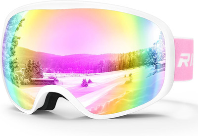 Kids Ski Goggles for Ages 3-14, 100% UV Protection, OTG Design