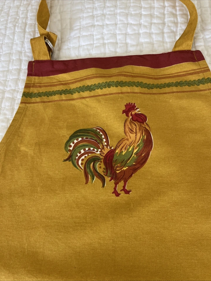 Delantal William Sonoma French Country Gallo con Bolsillos Algodón Profundo Amarillo Rojo Foto 4 de 4