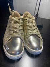 LUCKY STEP Glitter Shoes Sparkly Fashion Sneakers for Women All Gold US 8 1/2