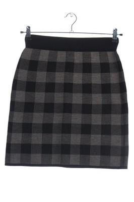ADRIENNE VITTADINI Wollrock Damen Rock Gr. DE 34 hellgrau-schwarz Casual-Look