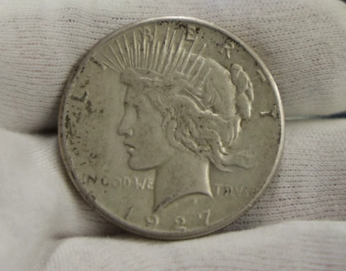 1927 US Peace Silver Dollar $1 VF (Cleaned)