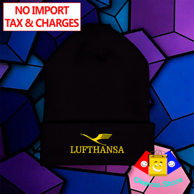 Lufthansa Airlines Adult Winter Black Classic Beanie Hat