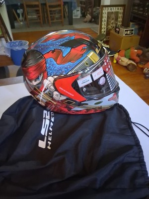 LS2 Motorcycle Helmet Size XXL Ninja Stream Street Full Face Red White And Blue 