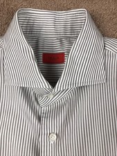 Isaia Brown Striped Dress Shirt Size 16