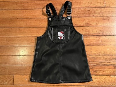 Sanrio Hello Kitty Overalls Dress Girl s 2T Black Faux Leather