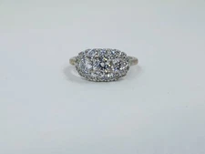 Epiphany Diamonique Three Stone CZ  Design Ring Platinum Plated