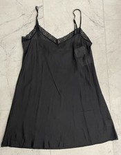 New Johnny Was Silk Lace Trim Tank Slip In Black Size: Small