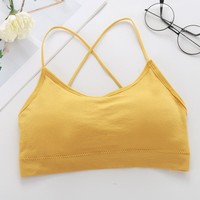 Women Top Cross Strap Sport Bra Thin Push Up Sport Yoga Gym Crop Top Fitness Bra