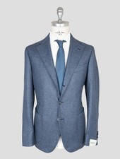 NEW LUIGI BORRELLI BLUE VIRGIN WOOL COTTON CASHMERE BLAZER US 42 - EU 52 BOR5