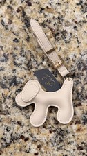 NEW Faux Leather Dog Puppy Keychain Bag Charm - Beige