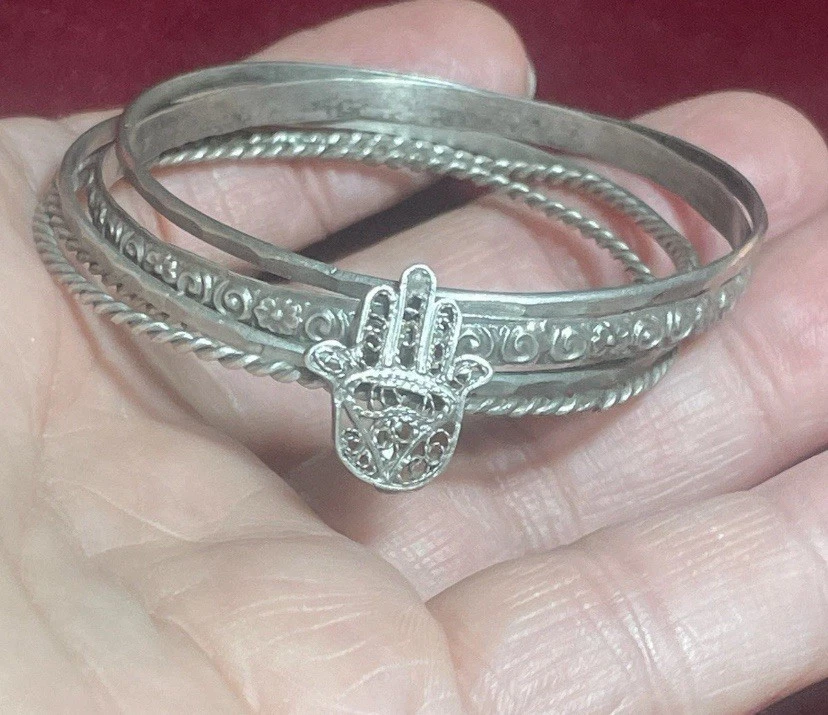 Bracelet Articulé Ancien D'Afrique Du Nord - Couleur Argent, Occasion, Style Vintage