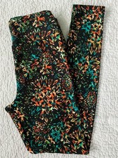 Lularoe Leggings OS Multicolor Medallions Black Overlay Damask
