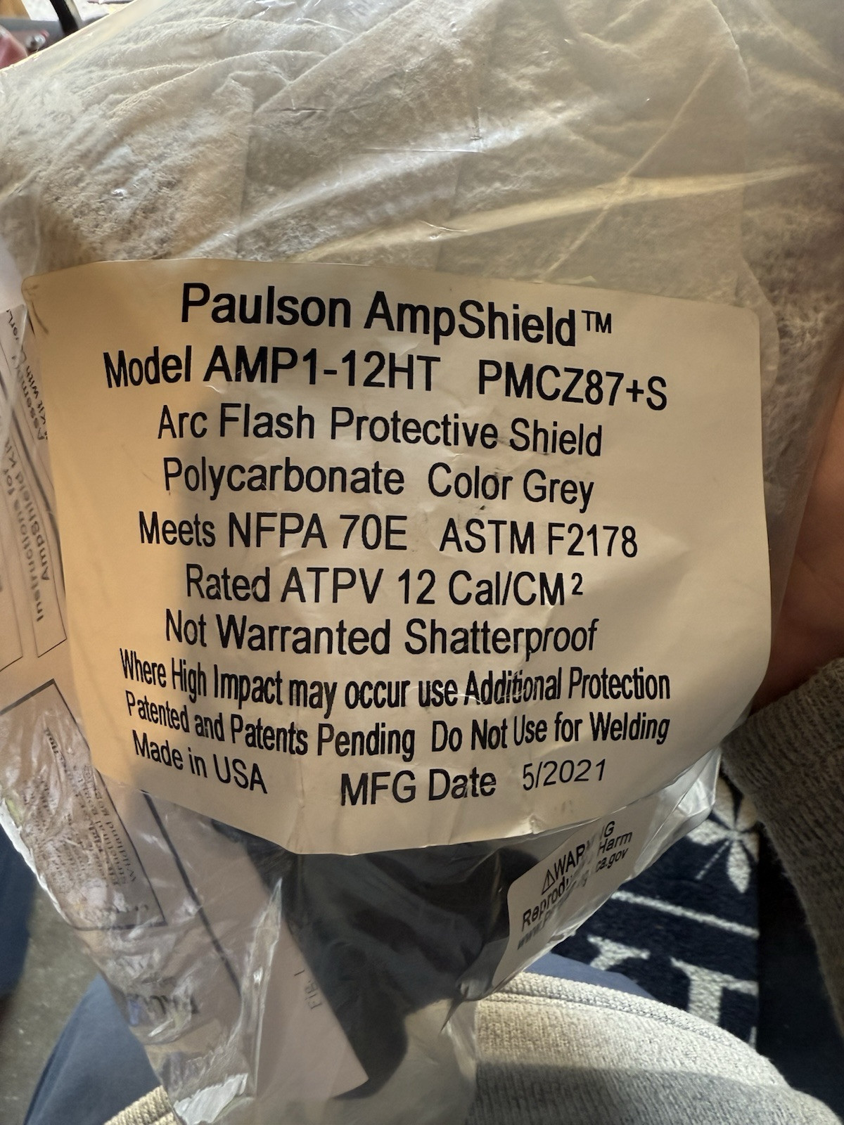 Arc Flash Protective Face Shield. Paulson Brand
