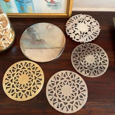 Vintage Brass and Silver Silver Plated Etched Floral Scroll-work Pattern Lot (5)