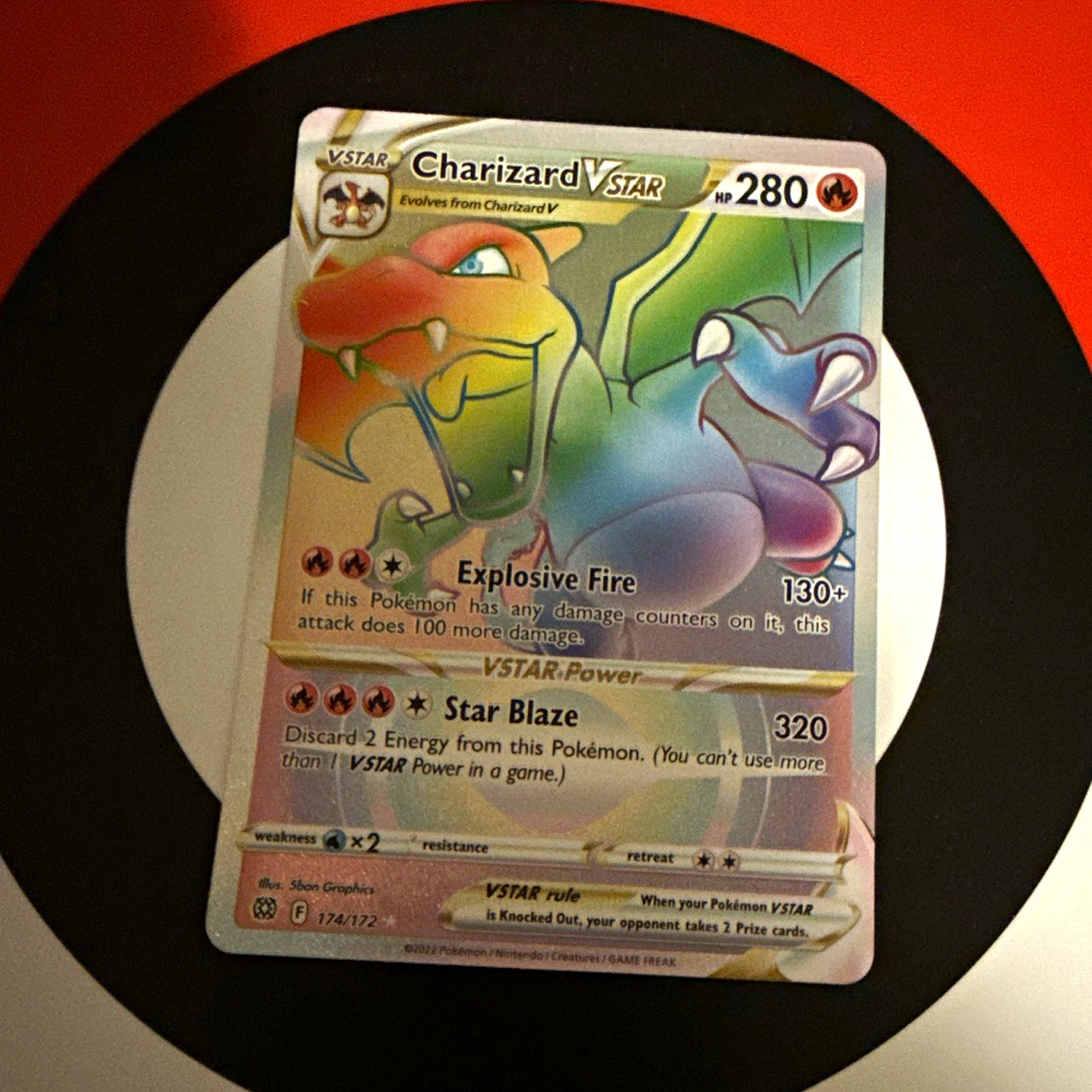 Pokemon TCG Charizard VSTAR Secret Rare Holo 280 HP 174/172 2022 English