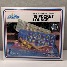Vintage Intex Wet Set 18 Pocket Lounge Float Gray NOS Sealed 74x28 Model 58890