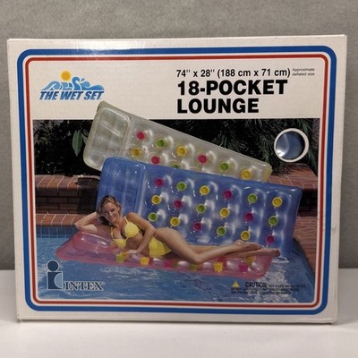 Vintage Intex Wet Set 18 Pocket Lounge Float Gray NOS Sealed 74x28 Model 58890