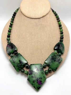 JAY KING Sterling Silver Ruby in Zoisite Beaded Station Necklace - NWT