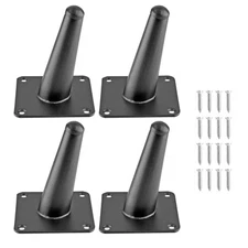 4pcs 4 Inch Furniture Legs, Oblique Conical Metal Legs Matte Black Mid-Centur...