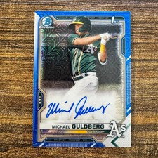 2021 Bowman Chrome Mega Michael Guldberg 1st Blue Mojo Auto #148/150 Athletics
