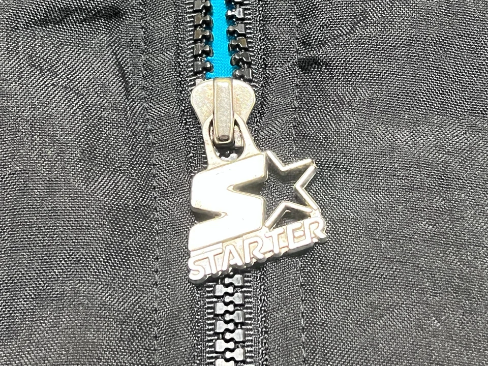 Винтажный San Jose акулы мужской черный НХЛ хоккей пуловер парка стартер куртка - большой - Изображение 4 из 4